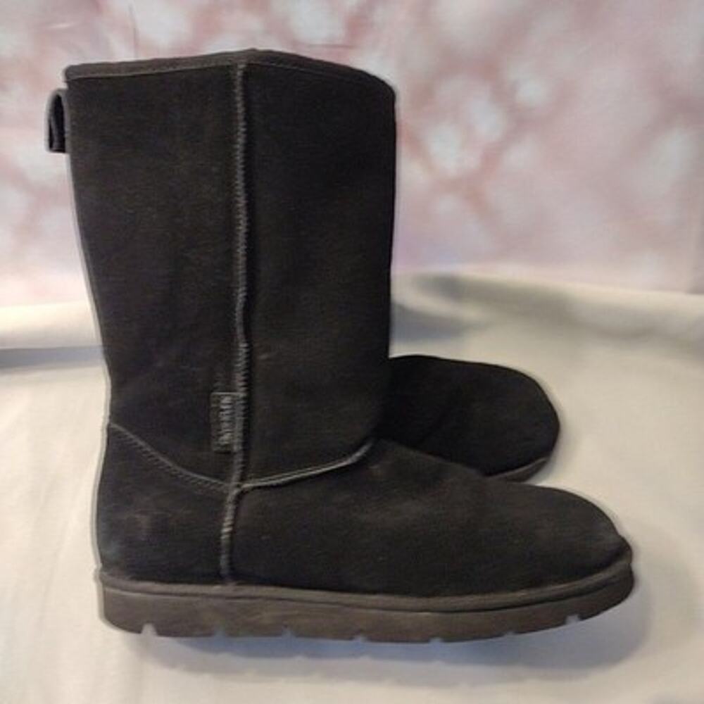 Superlamb Boots Mens Size 14A Narrow Black Suede Shearling Lined Mid Calf